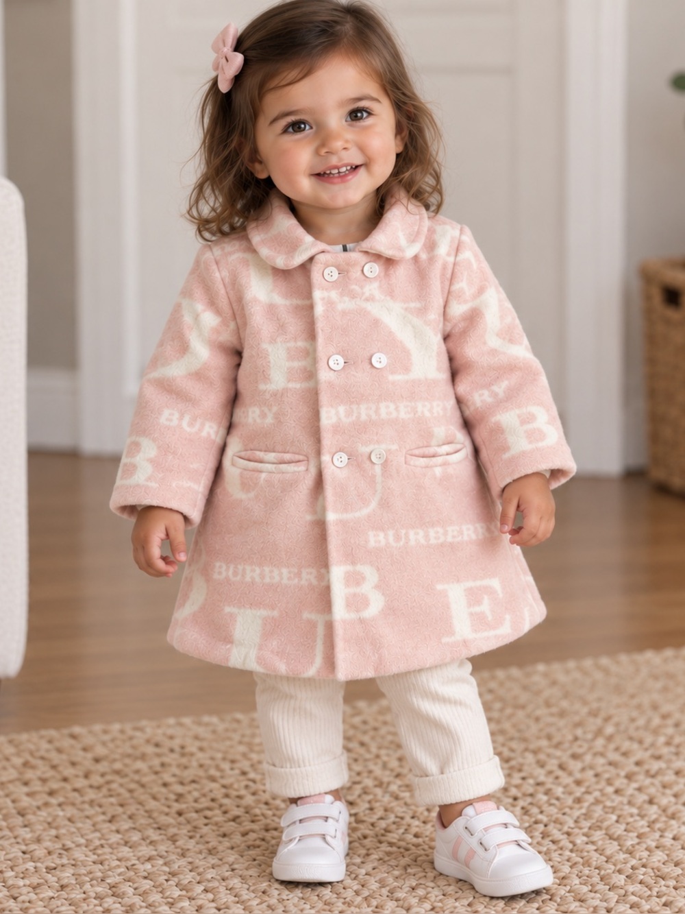 Baby kid coat cashmere 12/18 months pink Burberry